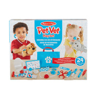 Melissa & Doug Examine and Treat Pet Vet Play Set - 24 Pieces-Includes stethoscope, thermometer, syringe, ear scope, tweezers, clamp, cast, bandages, “treatments,” “ointments,” and reusable double-sided checklist for office visits