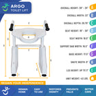 Mobile Patient Lift Regain Independence ArGo Powered Toilet Seat Riser - 440 lb Capacity-Plug-in option available for continuous powered support