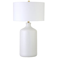 Hudson&Canal - Lampe de table Sloane en céramique de 74 cm de haut avec abat-jour en tissu, - Blanc mat/blanc-Design transitionnel pour votre salon, votre espace de travail ou votre table de chevet