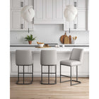 Manhattan Comfort Serena 17.71" Modern Leatherette Upholstered Counter Stool - Light Grey - 3 Pack-Frame Made of Metal with Matte Black Finish