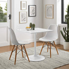 Modway Lippa 28" Square Wood Dining Table - White-Chip-Resistant Metal Pedestal Base