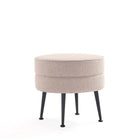 Manhattan Comfort - Bailey pouf rembourré en mélange de polyester style milieu du siècle 46 cm, coloris avoine, pieds noirs-Ottoman moderne du milieu du siècle parfait pour une utilisation dans le salon