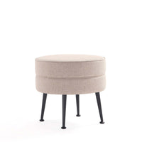Manhattan Comfort - Bailey pouf rembourré en mélange de polyester style milieu du siècle 46 cm, coloris avoine, pieds noirs-Ottoman moderne du milieu du siècle parfait pour une utilisation dans le salon