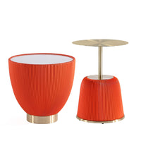 Manhattan Comfort - Lot de 2 tables d’appoint Anderson modernes en similicuir orange-Ensemble de deux tables d’appoint modernes pour salon