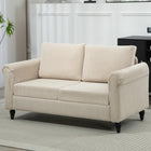 HOMCOM Loveseat Sofa with Curved Armrests - Beige-Deep foam padding provides a sink-in comfort