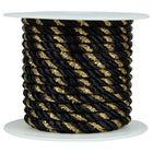 JAM Paper Decorative Rope Ribbon - 15 yd. - Black with Gold-Size: 15 yards per Spool