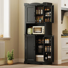 HOMCOM 73" H Kitchen Pantry Cabinet with Door Shelves - Black-Door shelves come with guardrails to prevent items from falling 