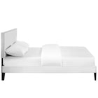Modway Phoebe Vinyl Full Platform Bed with Squared Tapered Legs - White-Center Rail with Support Two Legs