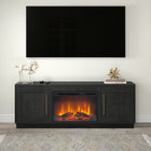 Hudson&Canal Tillman TV Stand with 26" Log Fireplace for TV's up to 75" - Black Grain-Constructed of sturdy MDF materials in Black Grain