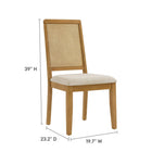 Modway - Arlo Faux rotin et bois Fauteuils d’accompagnement à manger Ensemble de 2 - Tissage naturel naturel en bruyère beige clair-Tissu tissé en bruyère