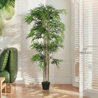 Outsunny 6' Artificial Bamboo Tree in Pot with 1530 Leaves - Green-A stable nursery pot provides a stable base 