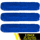 Gritt Commercial Microfiber Looped Dust Mop Pad Head - 48" x 5" - Blue - 3 Pack-Easily launderable for increased longevity
