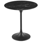 Modway Lippa 20" Round Faux Marble Side Table - Black-Modern Side Table