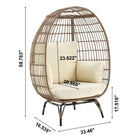 Manhattan Comfort - Fauteuil œuf autoportant moderne Spezia 33,46" pour patio, beige et crème-Coussins amovibles avec fermeture éclair Fabriqués en tissu imperméable de haute qualité Tissu lavable
