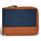 Champs - Portefeuille Zip Around en Cuir Denim - Beige/Bleu-Portefeuille en cuir avec fermeture zippée autour dans une boîte cadeau
