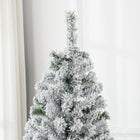 HOMCOM - Arbre de Noël artificiel floqué de neige de 6 pieds avec lumières-Les branches ignifuges ne risquent pas de s'enflammer ou de causer de graves dommages à la maison 