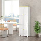 HOMCOM 72" H Freestanding Kitchen Pantry Cabinet with 4 Shelves and 4 Doors - White-Elevated base, so it's easy to clean under and items stay dry if there's a spill 
