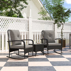 Outsunny Rattan Bistro Set with Rocking Chairs-Made of PE rattan and steel frame, resistant to rust, UV, and weather 

