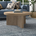 Hudson&Canal Holm 32"W Round Coffee Table - Antiqued Grey Oak-Finished in wood-look antiqued grey oak