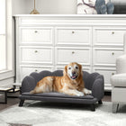 PawHut - Canapé pour chien avec coussin amovible, pieds en bois, pour M L - gris foncé-Coussin rembourré avec housse douce pour un confort supérieur 
