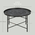 HOMCOM - Table basse ronde 24 po avec plateau martelé en métal - étain-Polyvalent en tant que table basse, table d'appoint ou table de chevet