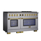 Kucht 60" KXP Series Dual Fuel Range Propane Gas - Stainless Steel/Gold-10-burner gas range includes two 20,000 BTU, one 15,000 BTU, two 12,000 BTU, three 9,000 BTU and two 6,000 BTU burners