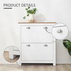 HOMCOM Hallway Shoe Cabinet with 2 Flip Drawers for 12 Pairs - White-The anti-tip design ensures excellent safety