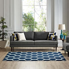 Modway - Beltara Treillis transitionnel en maillon de chaîne Tapis de comédie 8 pi l x 10 pi L - Bleu marocain et ivoire-Protéger les planchers de la circulation ou des meubles