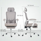 HOMCOM Ergonomic Reclining Office Chair - Grey-Smooth PU casters glide silently on floors without causing any scratches