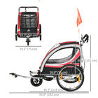 Aosom 2 Seat Bike Trailer for Kids 2-in-1 Double Baby Jogging Stroller - Red-Plastic cover shields baby from windy conditions 