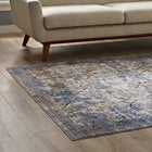 Modway Minu Distressed Floral Lattice Area Rug - 5 ft W x 8 ft L - Light Blue Yellow/Orange-Gripping Grooved Rubber Underside 