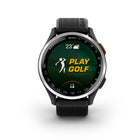 Garmin Approach S44 Smartwatch - Silver Aluminum Bezel With Black Silicone Band-PLAN YOUR SHOT - Get distance to the front, middle and back of the green. Plus, navigate bunkers, water hazards and layups, and use the PinPointer feature to see the direction of the pin.