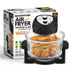 Granitestone Big Boss - Friteuse à air chaud extra large de 16 pintes (15 L) en verre avec 3 zones de cuisson et grilles en acier inoxydable - Noire-Friture sans huile pour un croustillant plus sain: obtenez le croustillant que vous aimez avec peu ou pas d’huile grâce à la convection 360° et au double bol qui éloigne l’excès de graisse