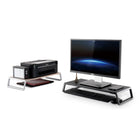 ShoppingAll Premium Ergonomic Monitor Stand Riser - Black-Sleek desktop organizer frees up space to maximize desk storage. This monitor stand can support a monitor and fit a standard keyboard under the stand.