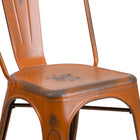 Flash Furniture – Chaise empilable en métal vieilli pour l’intérieur, orange (ET3534OR)-Taille du siège: 12 po - 14 po larg. x 14 po prof.
