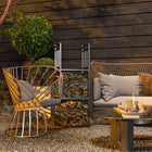 Outsunny - Porte-bûches à 3 niveaux- support de rangement en métal avec crochets pour outils-Permet de garder le bois propre, sec, hors du sol et sans désordre 