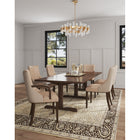 Manhattan Comfort - Ensemble de 6 chaises de salle à manger Shubert modernes, revêtement en similicuir et velours, coloris beige-Cadre en hêtre massif avec une finition foncée riche