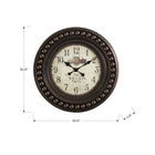Monarch Specialties Clocks 20" Round Wall Antique Brown -Easy to read, printed numerical analog display with quartz movement for accurate timekeeping