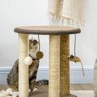 PawHut - Arbre à chat 17 po avec jouets suspendus, poteau à griffer en jute, sisal et herbe de mer-Couleurs : Marron, Beige 