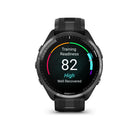 Garmin - Forerunner 965, lunette en titane DLC gris carbone avec boîtier noir et bracelet en silicone noir/gris poudre-Le score de preparation à l'entraînement est base sur la qualite du sommeil, la recuperation, la charge d'entraînement et le statut HRV pour determiner si vous êtes prêt à aller fort et à recolter les fruits (les donnees presentees sont destinees à être une estimation precise des mesures suivies)
