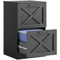 HOMCOM 2-Drawer  Filing Cabinet - Black-Boasts a farmhouse style with X-panels, elevating your home office decor
