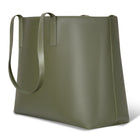 Champs Onyx Leather Open Tote - Khaki-Laptop compartment