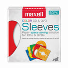 Maxell CD/DVD Sleeves - Assorted Colours - 50 Pack-Paper Sleeve jewel case 