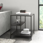Hudson&Canal - Table d'appoint carrée Winthrop de 50 cm de large avec étagères en métal - Bronze noirci-Une finition artisanale est appliquée sur le cadre en acier