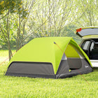 Outsunny 3-4 Person Camping Tent with Mesh Window, Hook, Storage Pockets, Electrical Cable Access - Bright Green-Ceiling hook allows secure lamp hanging, enhancing illumination