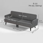 HOMCOM Modern 3 Seater Corduroy Sofa Couch with Rubberwood Legs - Grey-Built with a solid frame and rubberwood legs, supporting up to 794 lb (360 kg)