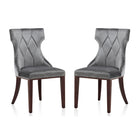 Manhattan Comfort - Lot de 2 chaises de salle à manger traditionnelles Reine 19,7 po en velours gris et noyer-Chaise de salle à manger traditionnelle pour usage en salle à manger lot de 2