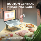 Logitech - Pebble Mouse 2 M350s fine sans fil Bluetooth, portable, légère, boutons personnalisables - Rose-Gagnez du temps: personnalisez le bouton central avec Logi Options+ pour en faire plus avec la souris Pebble 2, ajoutez des raccourcis vers vos applis préférées, y compris WhatsApp et Spotify
