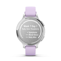 Garmin - Lily 2 Active Silver avec bracelet en silicone violet jasmin-Le GPS intégré suit de nombreuses activités de plein air ; De plus, obtenez des applications sportives pour le yoga, le Pilates, le cardio, la danse, le golf et bien plus encore