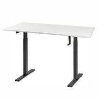 Ezywork - Bureau assis-debout réglable en hauteur manuellement - Structure noire / Plateau blanc-Cadre de bureau réglable en hauteur par manivelle